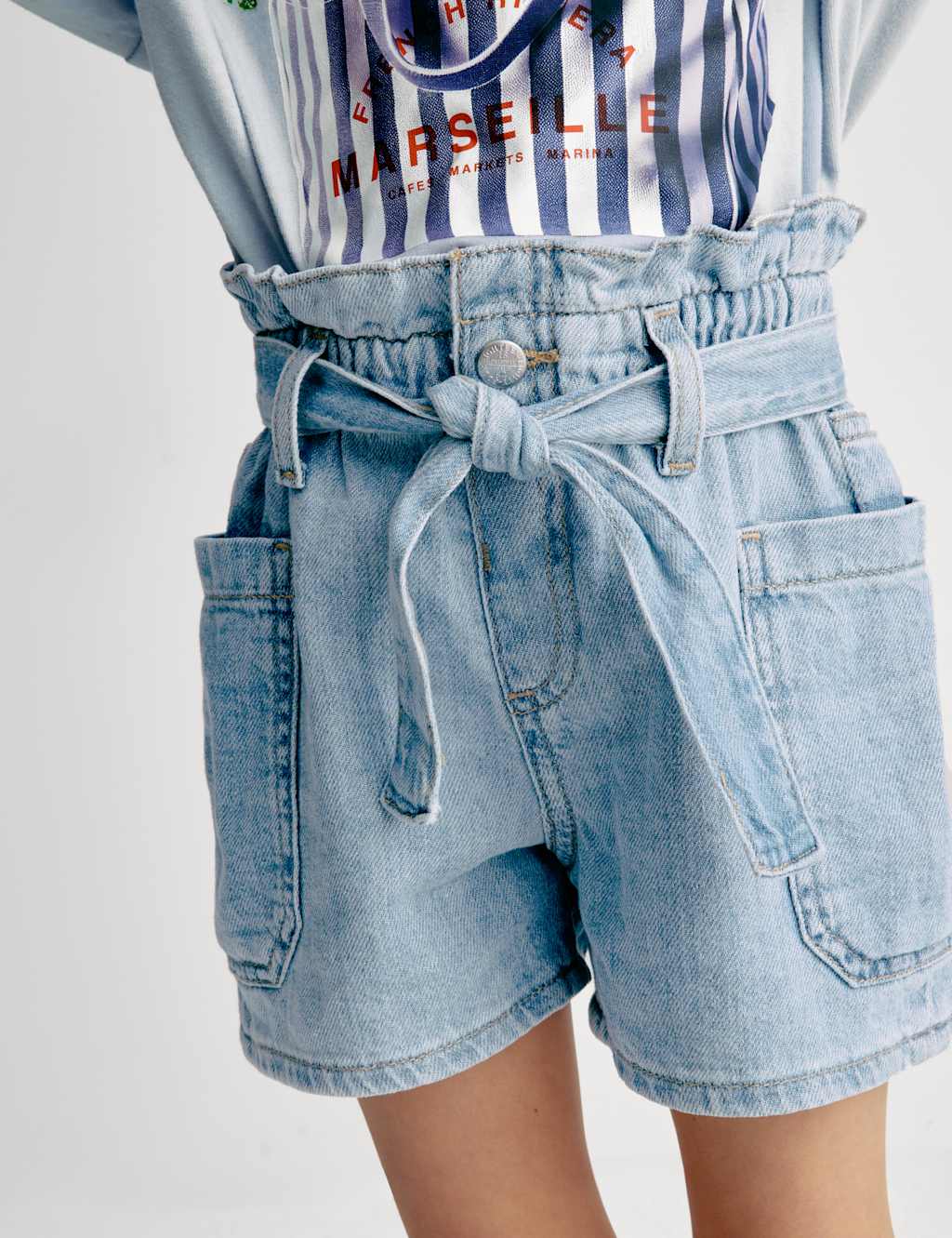Pure Cotton Denim Paper Bag Shorts (2-8 Yrs) 4 of 7