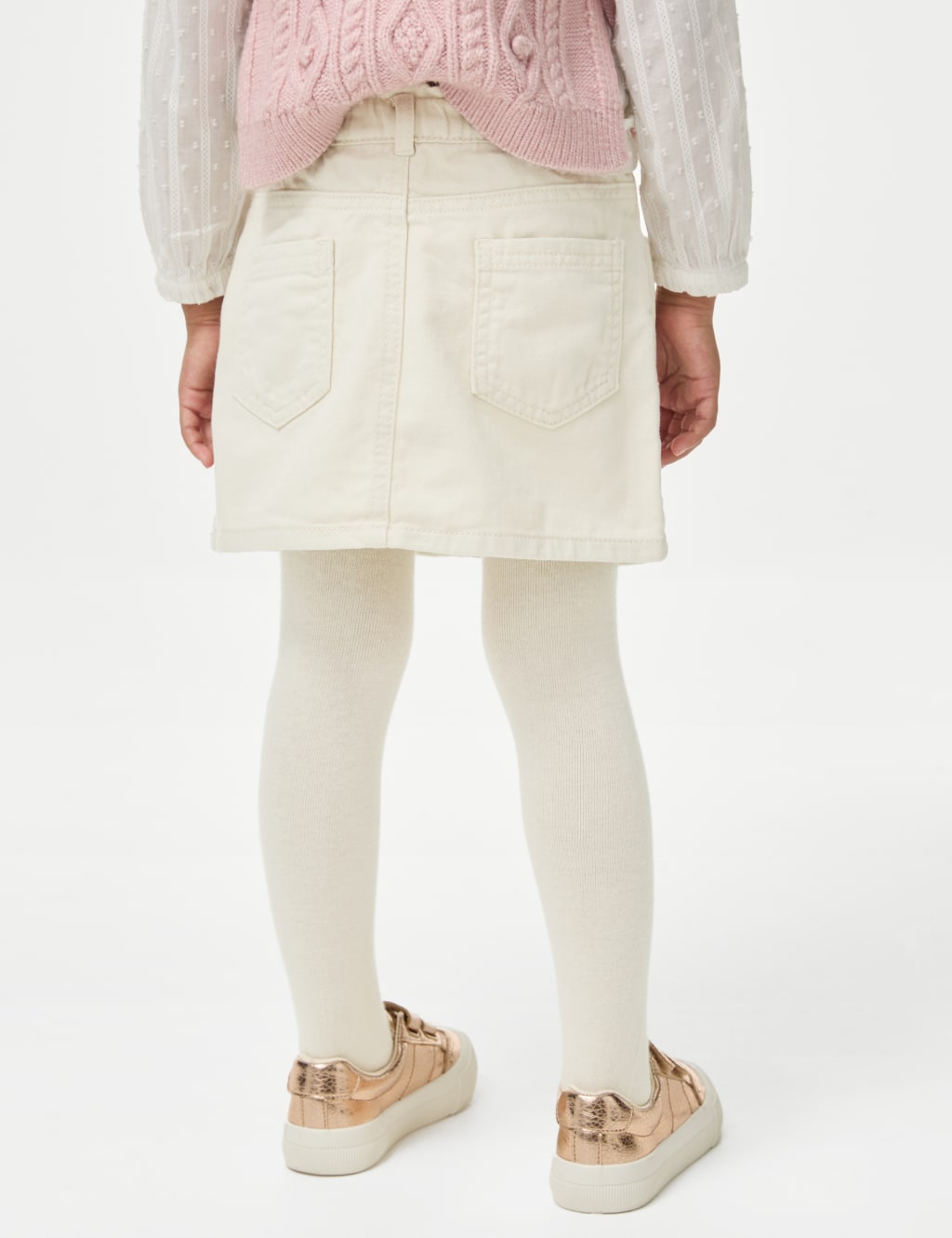 Mini Denim Embroidered Skirt with Tights 2 8 Yrs