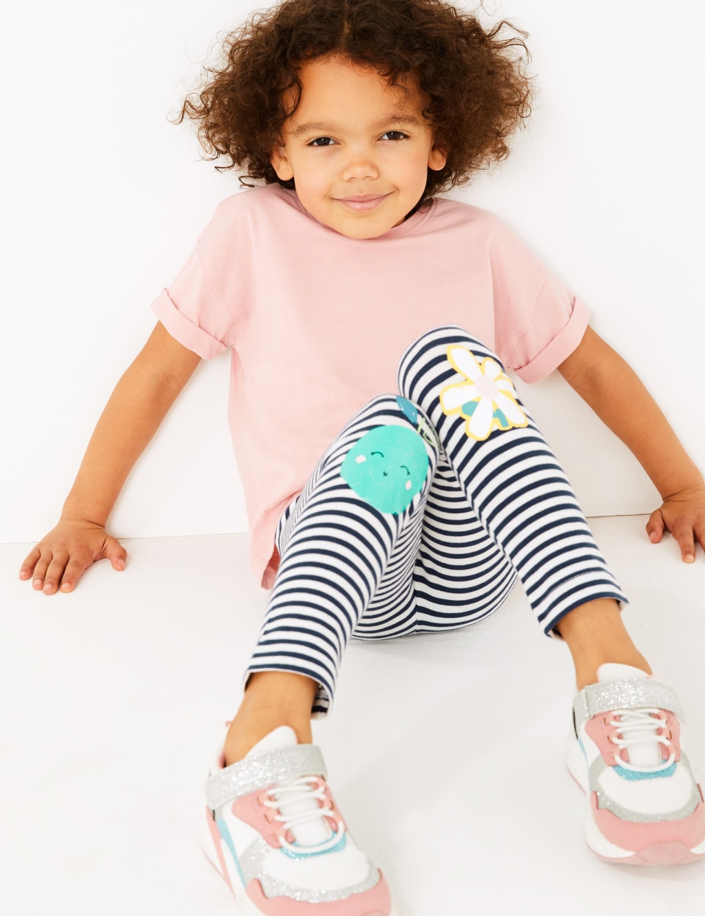 3 Pack Cotton Rich Apple & Floral Leggings (2-7 Yrs) 2 of 6