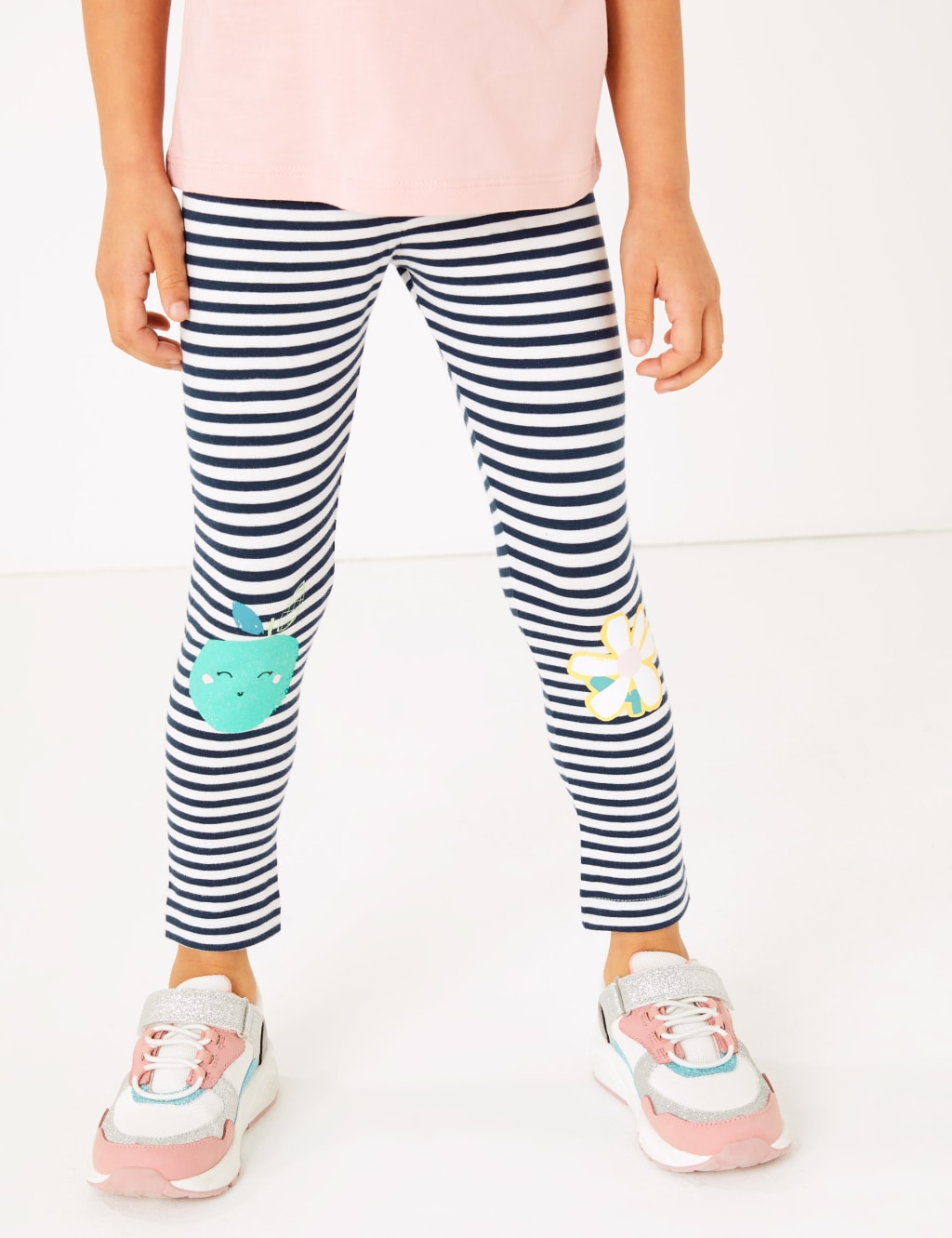 3 Pack Cotton Rich Apple & Floral Leggings (2-7 Yrs) 3 of 6