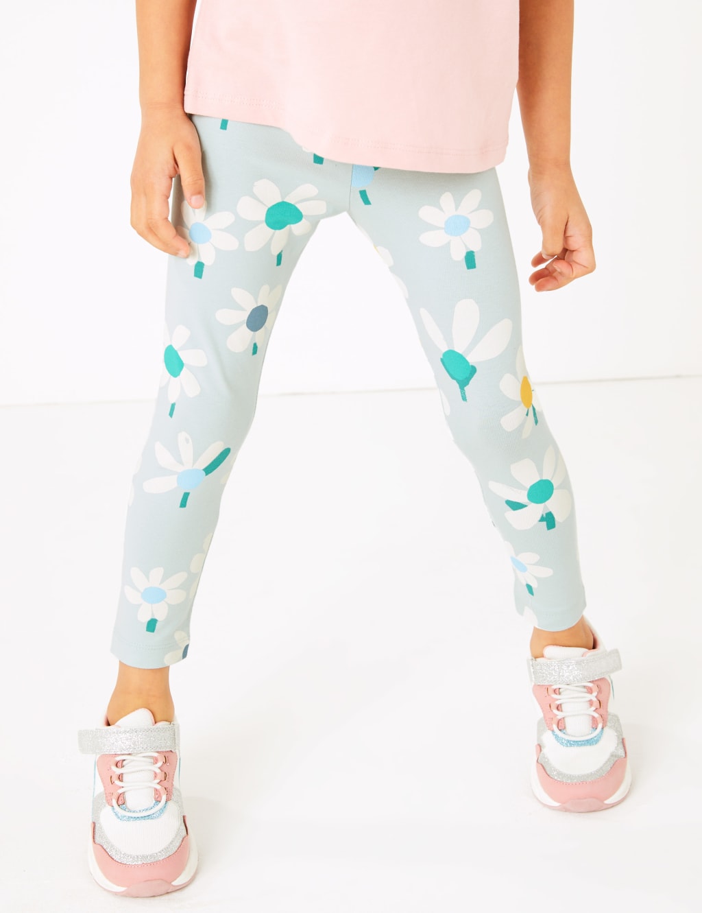 3 Pack Cotton Rich Apple & Floral Leggings (2-7 Yrs) 4 of 6