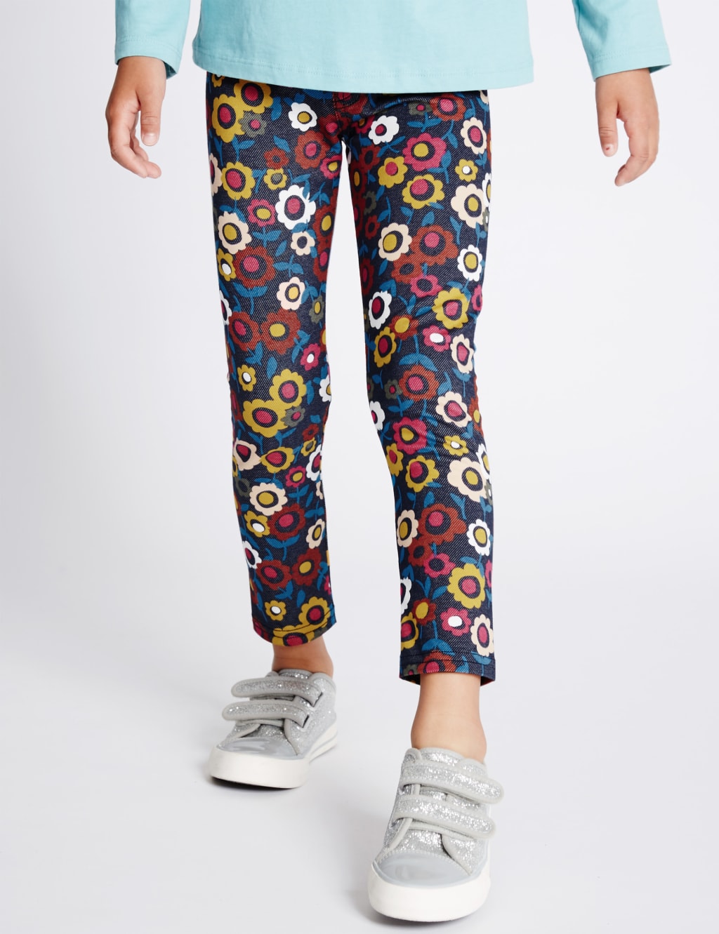Cotton Rich Floral Print Jeggings (1-7 Years) 1 of 5
