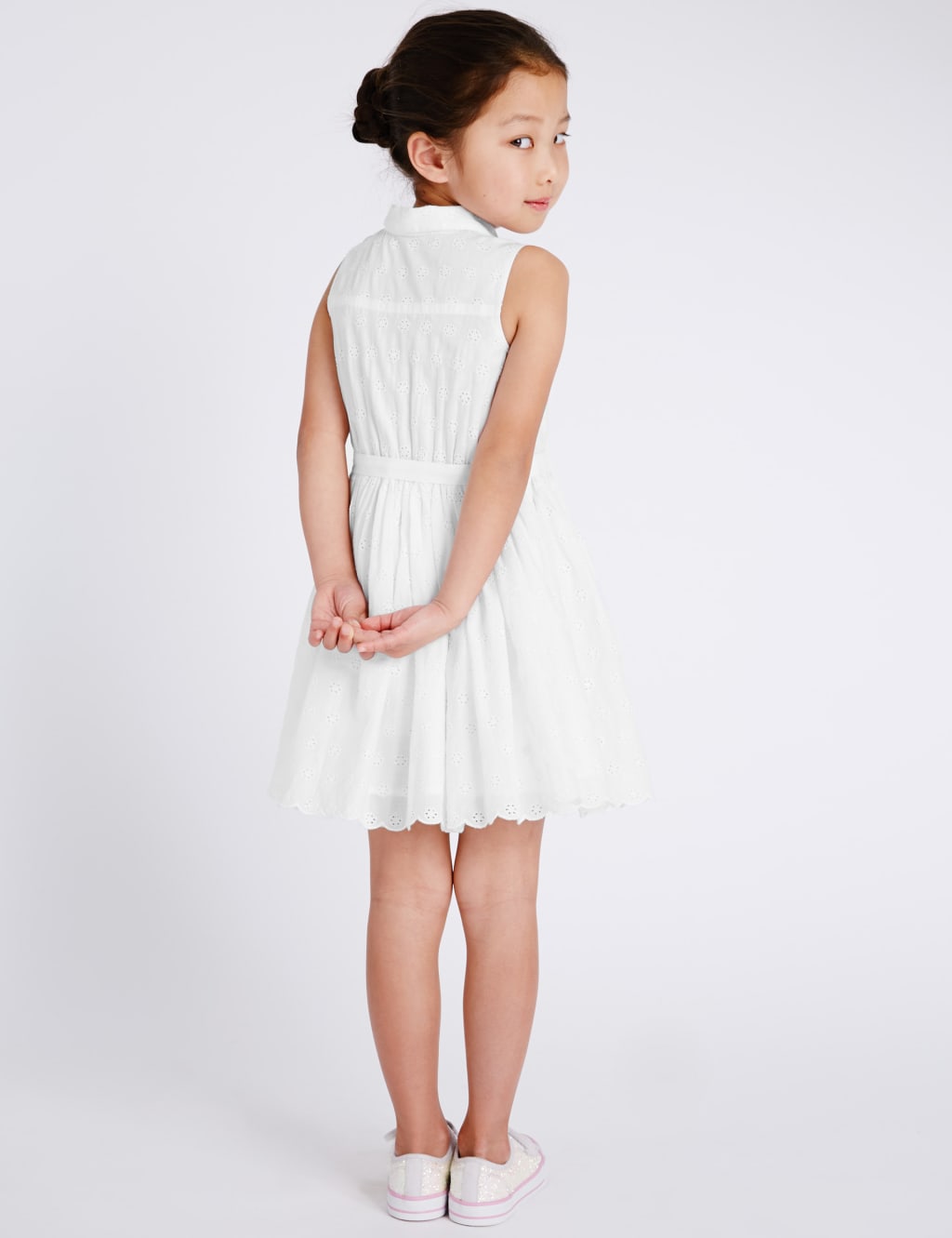 Pure Cotton Broderie Belted Shirt Dress (1-7 Years) 3 of 3