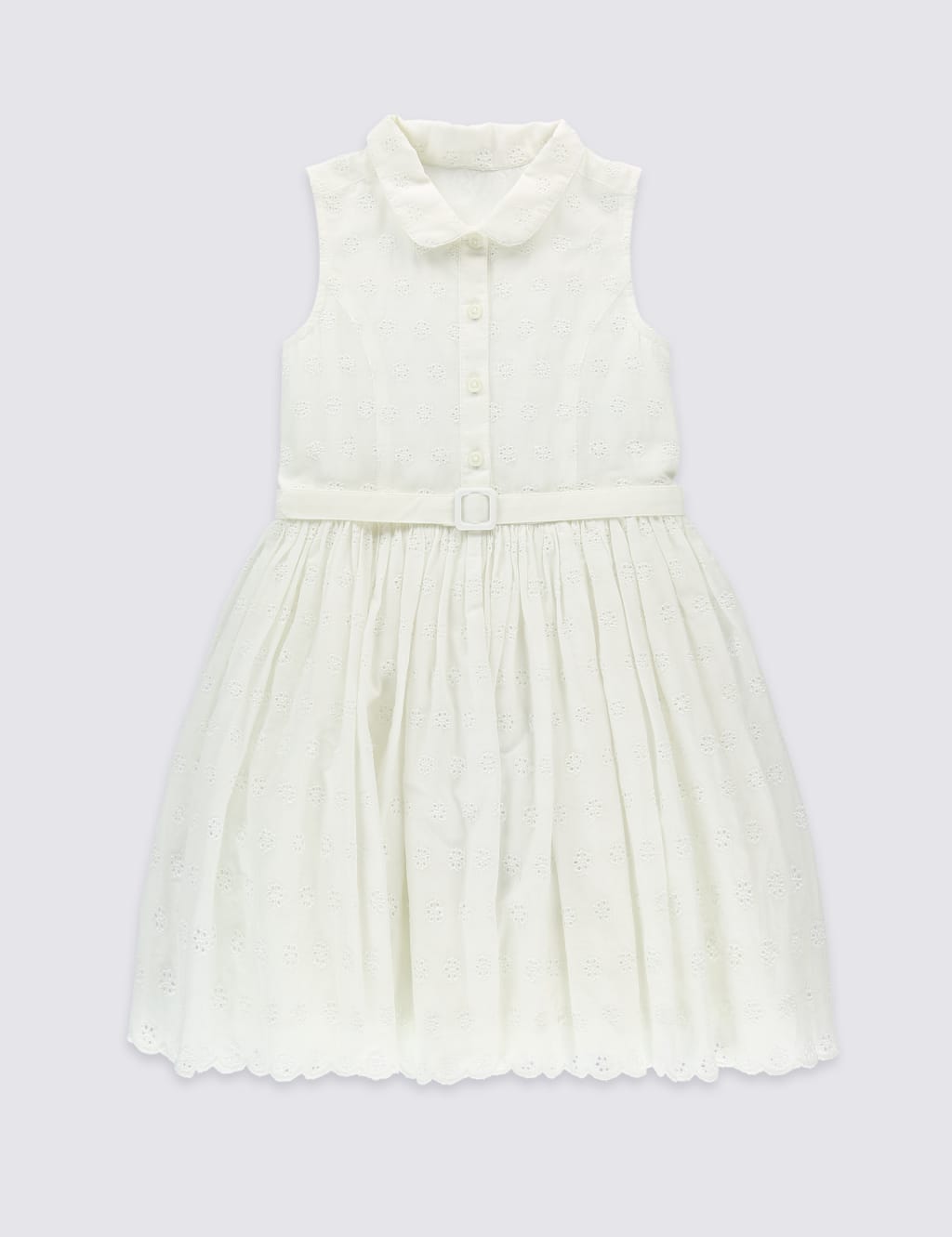 Pure Cotton Broderie Belted Shirt Dress (1-7 Years) 2 of 3