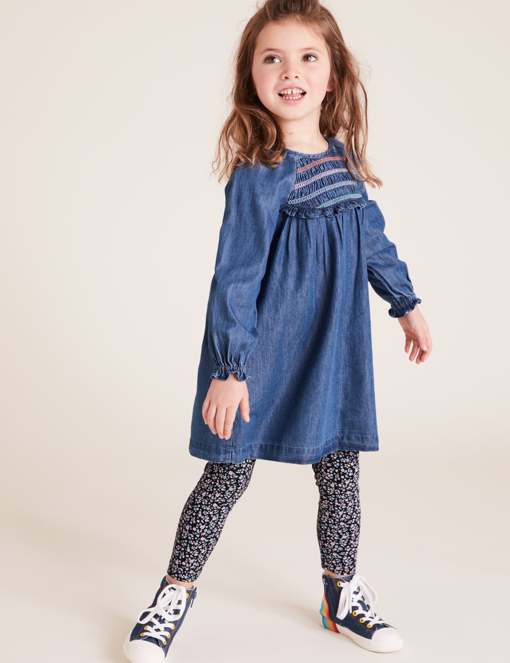 Denim Smocked Dress 1 of 4