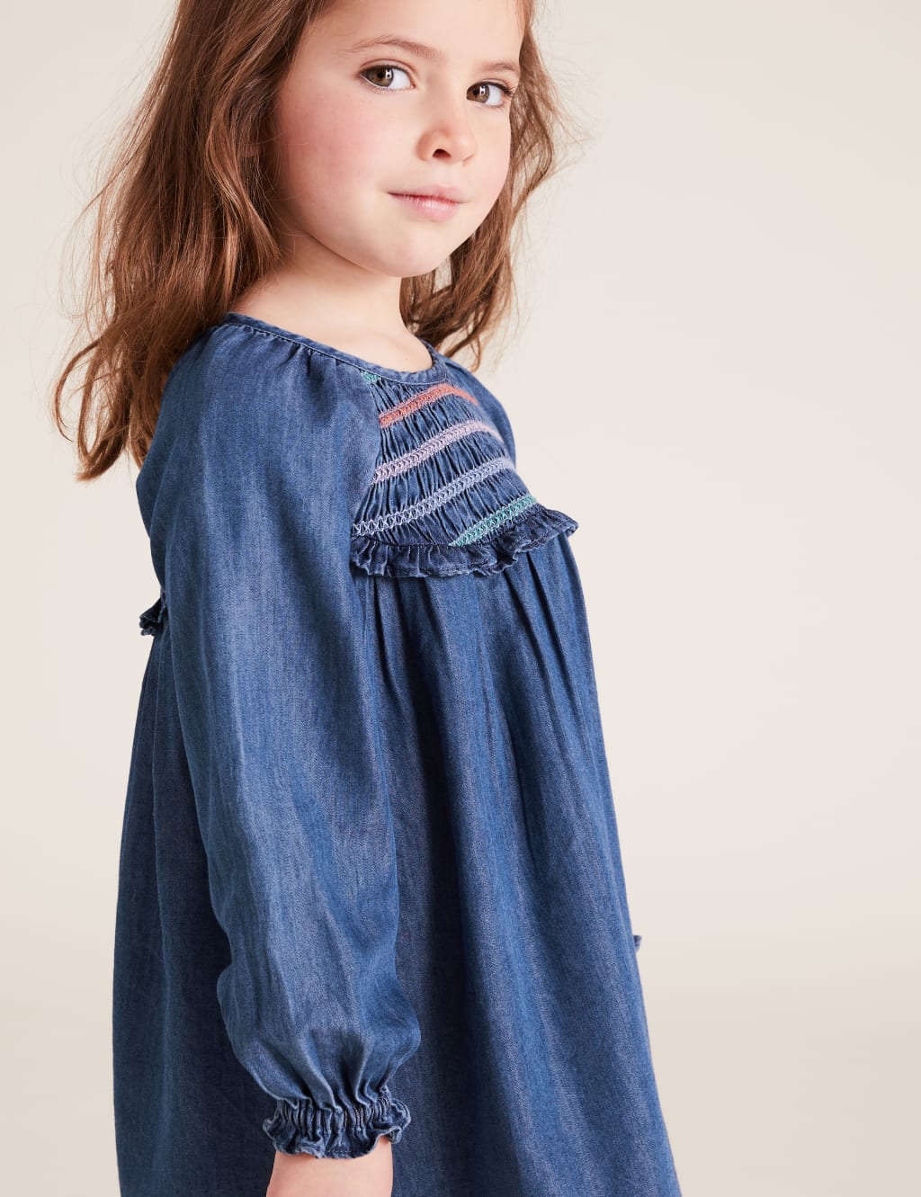 Denim Smocked Dress 3 of 4