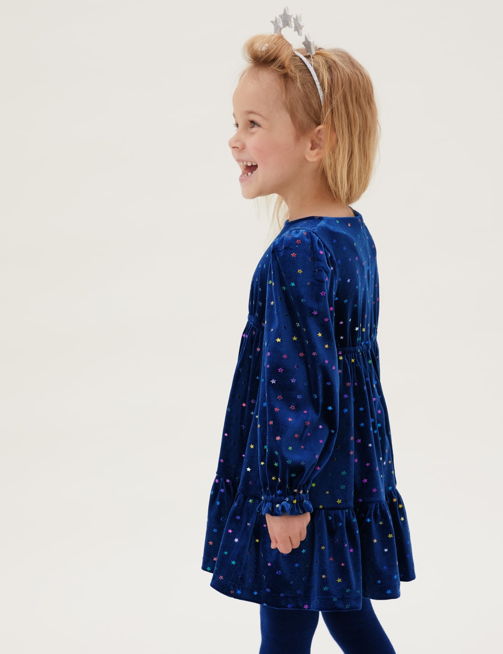 Velvet Star Print Dress (2-7 Yrs) 4 of 4