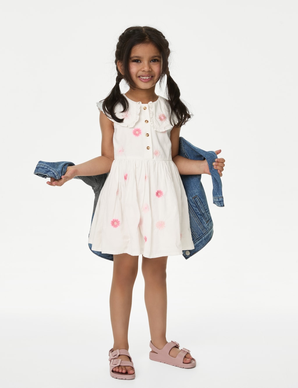Pure Cotton Embroidered Dress (2-8 Yrs) 1 of 4