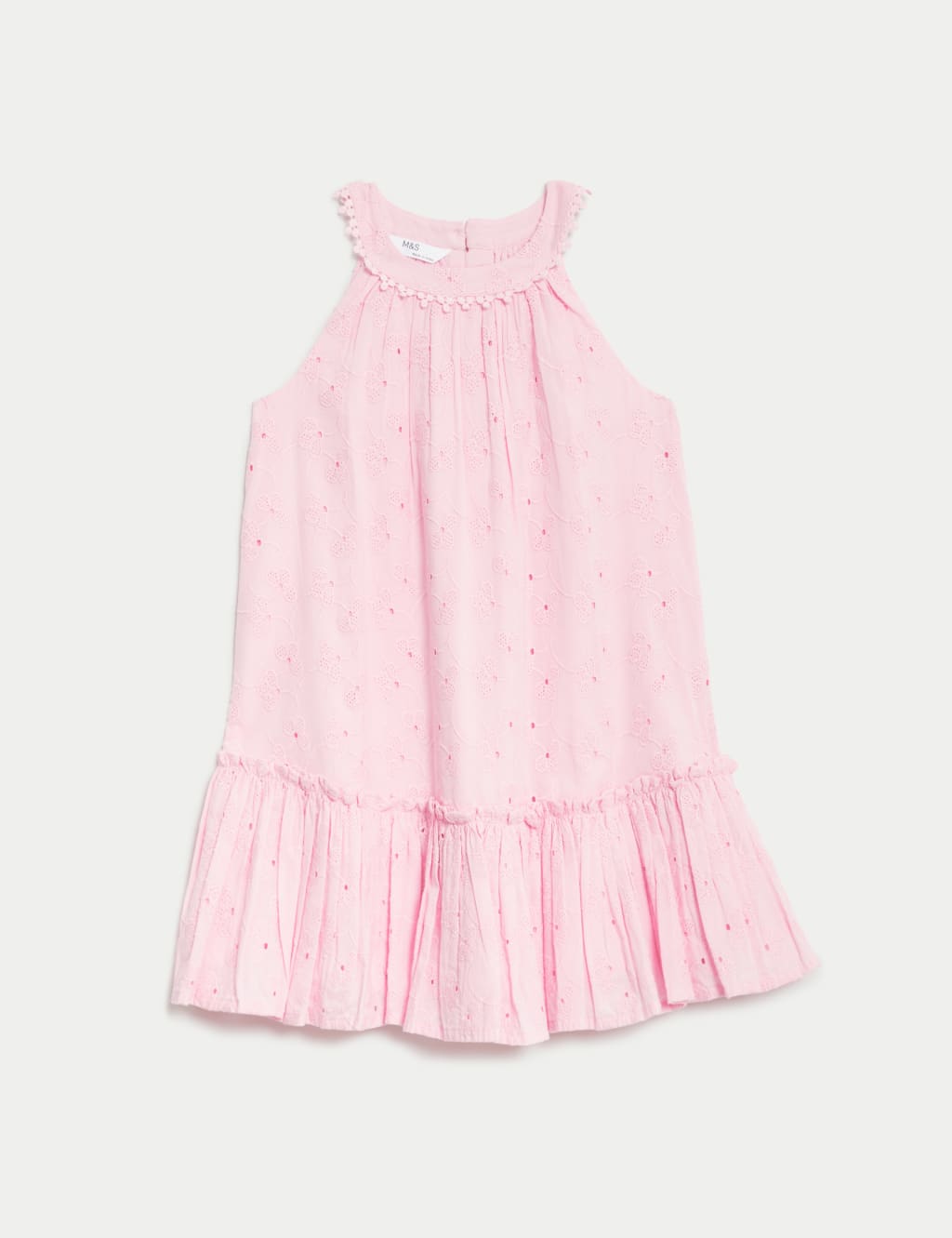 Pure Cotton Broderie Dress (2-8 Yrs) 1 of 1