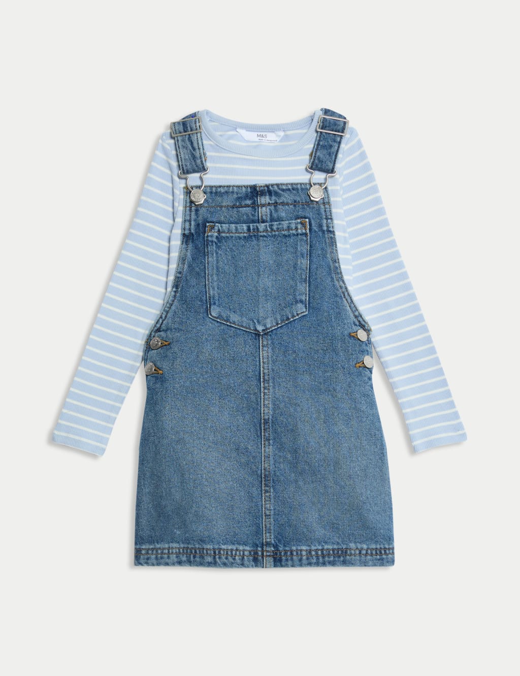 2pc Cotton Rich Denim Pinafore Outfit (2-10 Yrs) 2 of 4