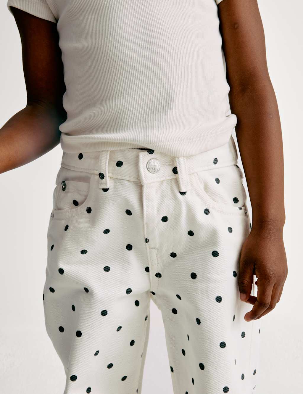 Polka Dot Wide Leg Denim Jeans (2-8 Yrs) 3 of 8