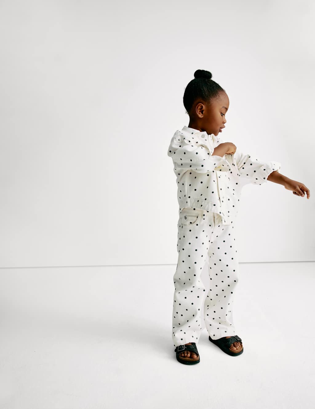Polka Dot Wide Leg Denim Jeans (2-8 Yrs) 7 of 8