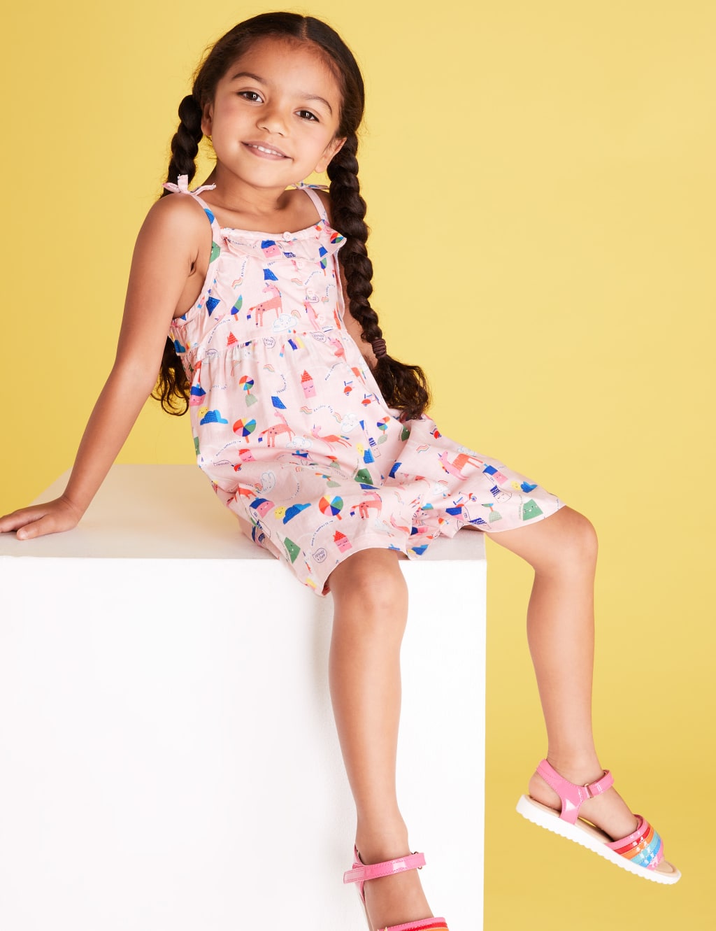 Pure Cotton Unicorn Print Playsuit (2-7 Yrs) 1 of 4