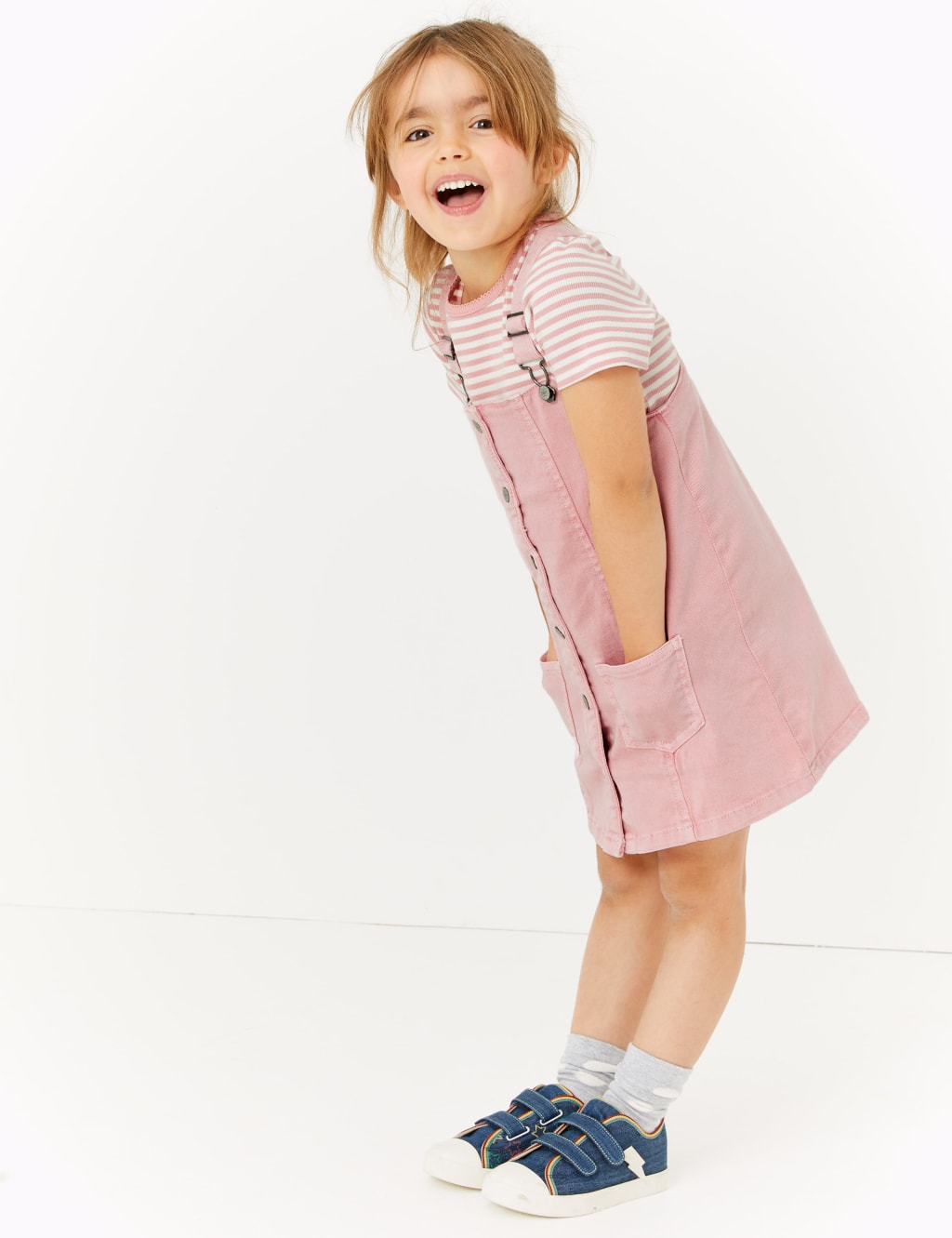 Cotton Pinny Dress & T-Shirt Outfit Set (2-7 Yrs) 1 of 4