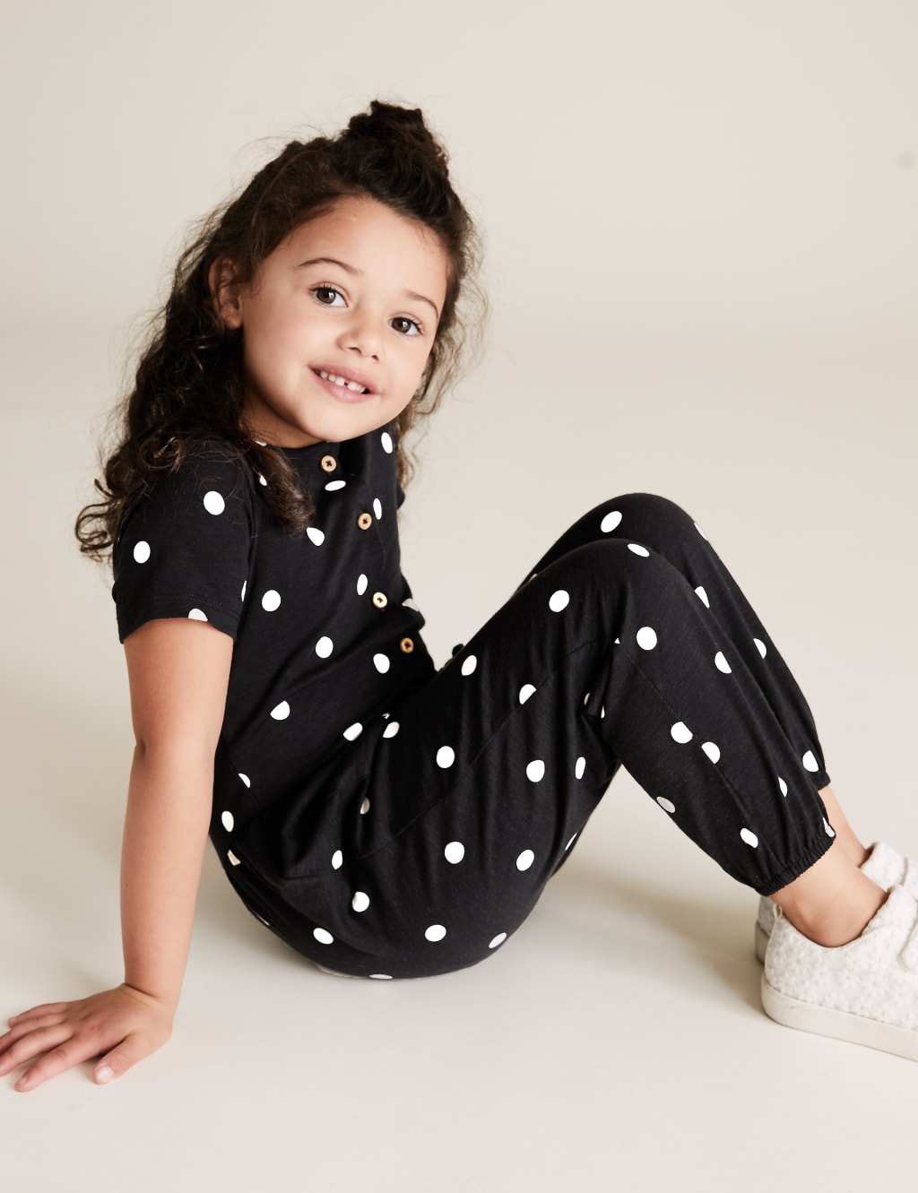 Cotton Spotted Jumpsuit (2-7 Yrs) 1 of 4
