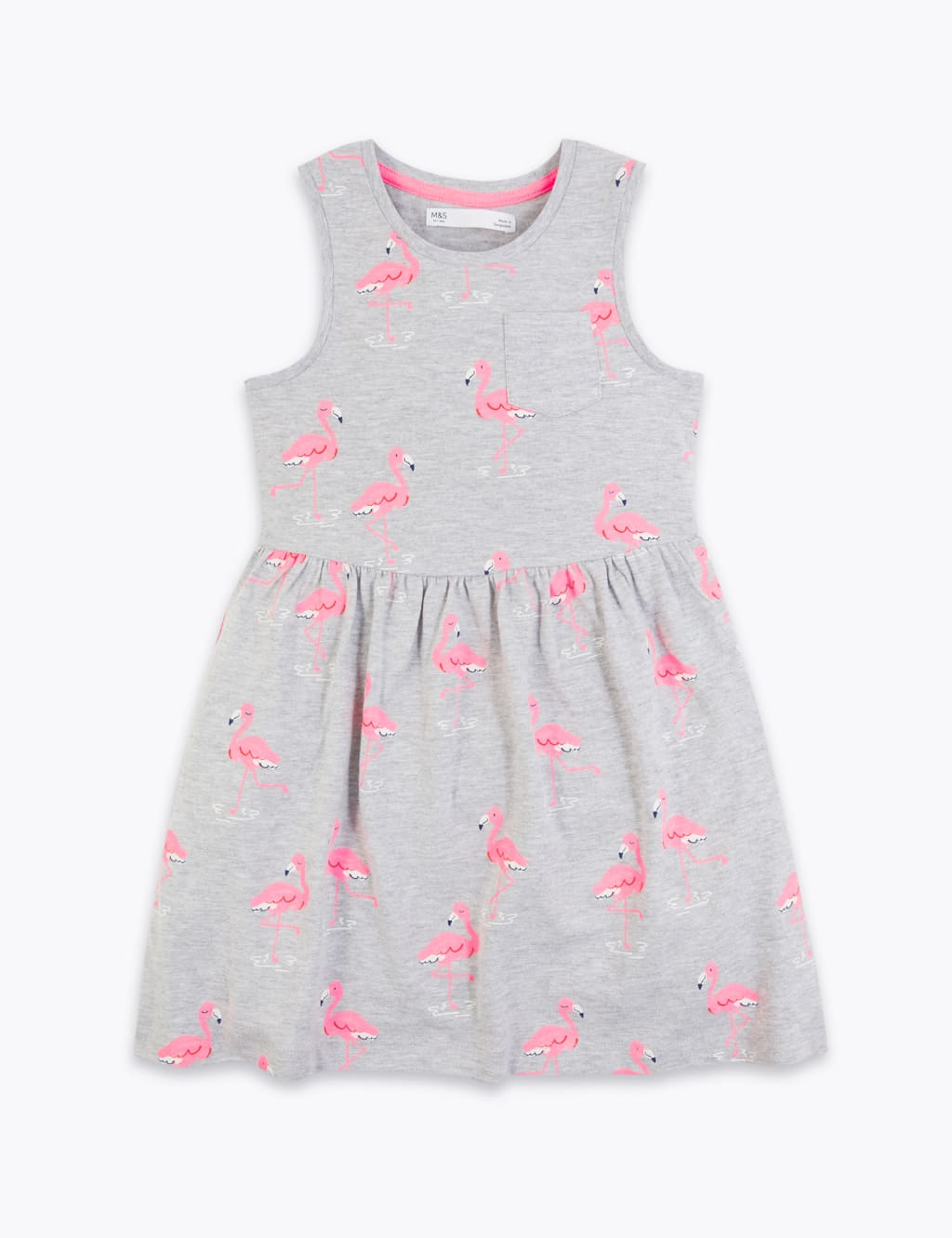 Cotton Flamingo Print Dress (2-7 Yrs) 2 of 4