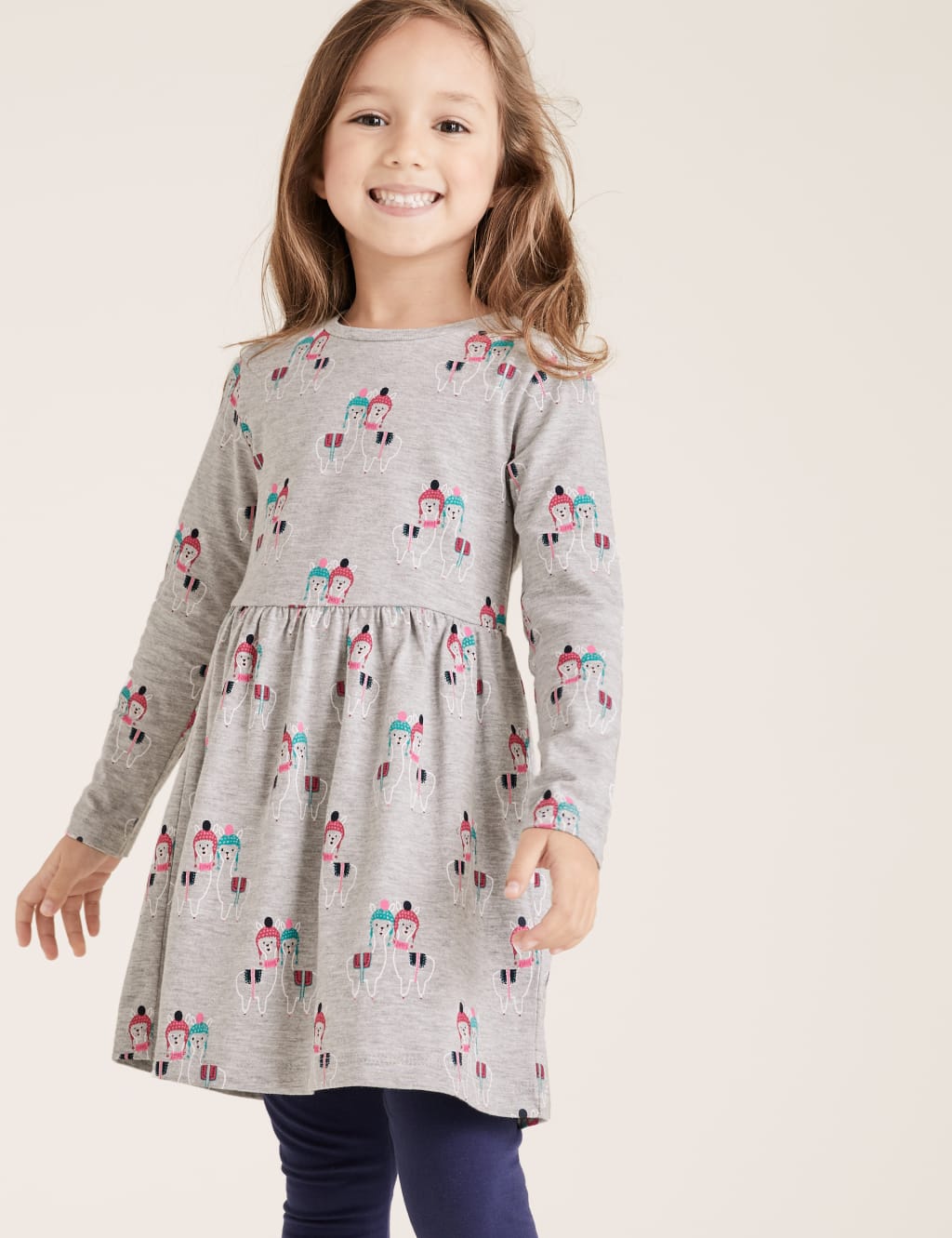 Cotton Llama Print Dress 2 7 Yrs M S