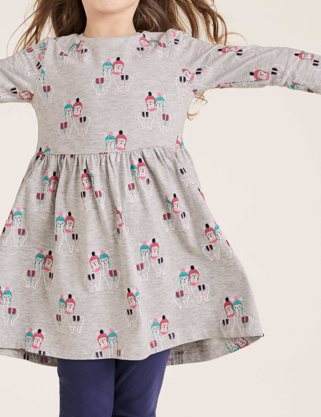 Cotton Llama Print Dress 2 7 Yrs M S