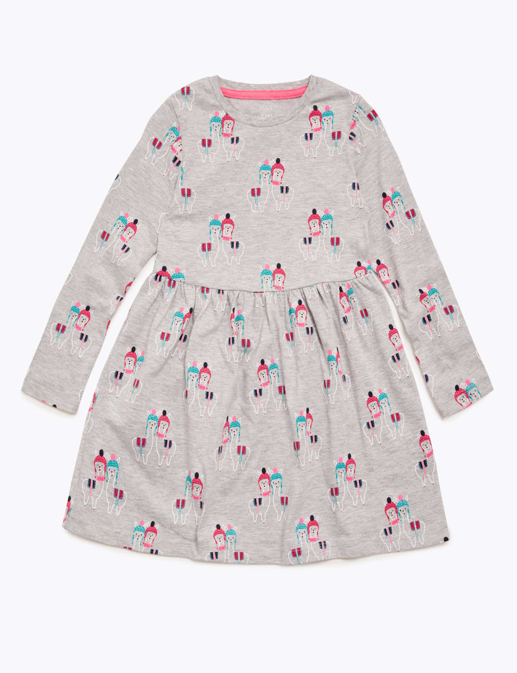 Cotton Llama Print Dress 2 7 Yrs M S