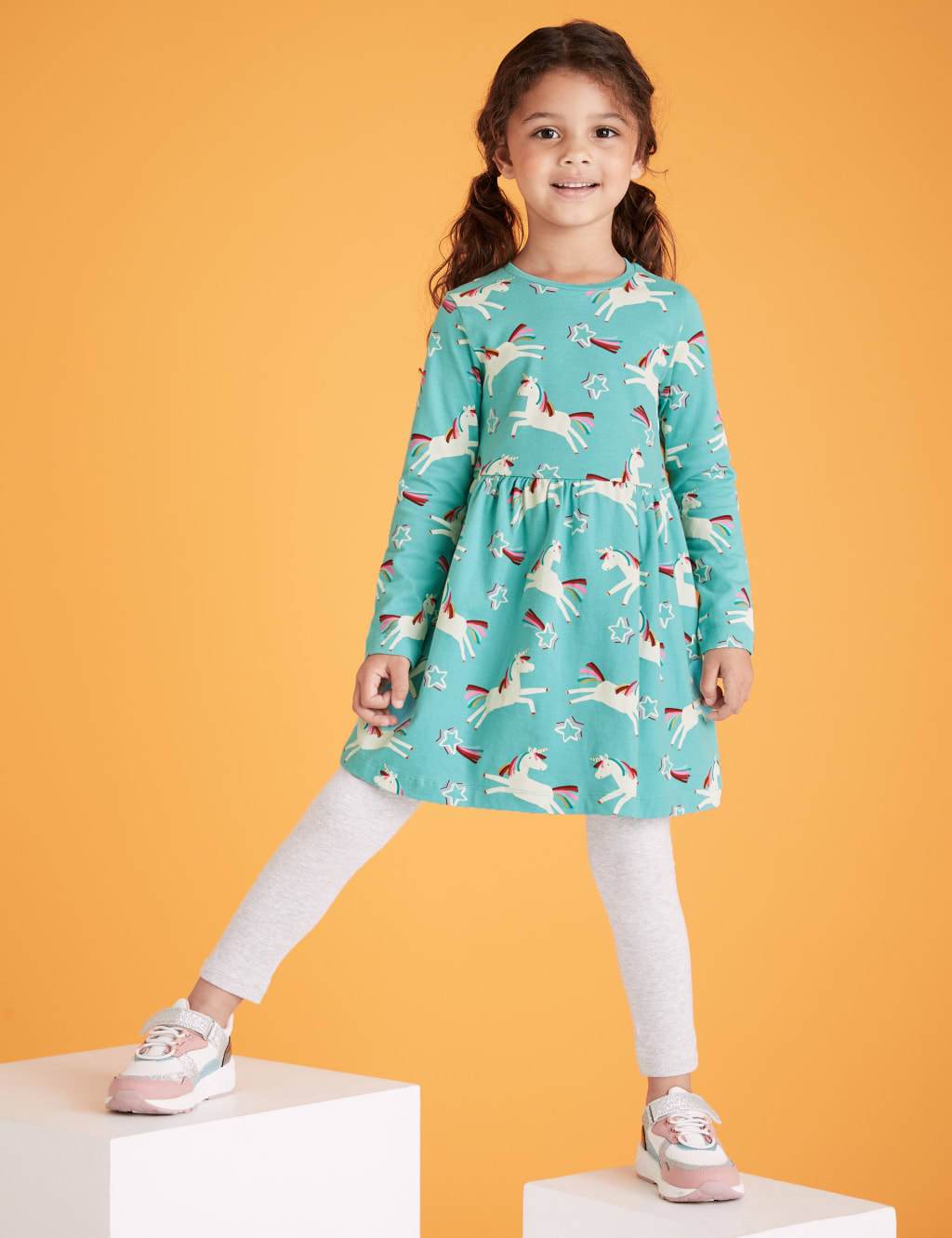 Pure Cotton Unicorn Star Print Dress 2 7 Yrs M S
