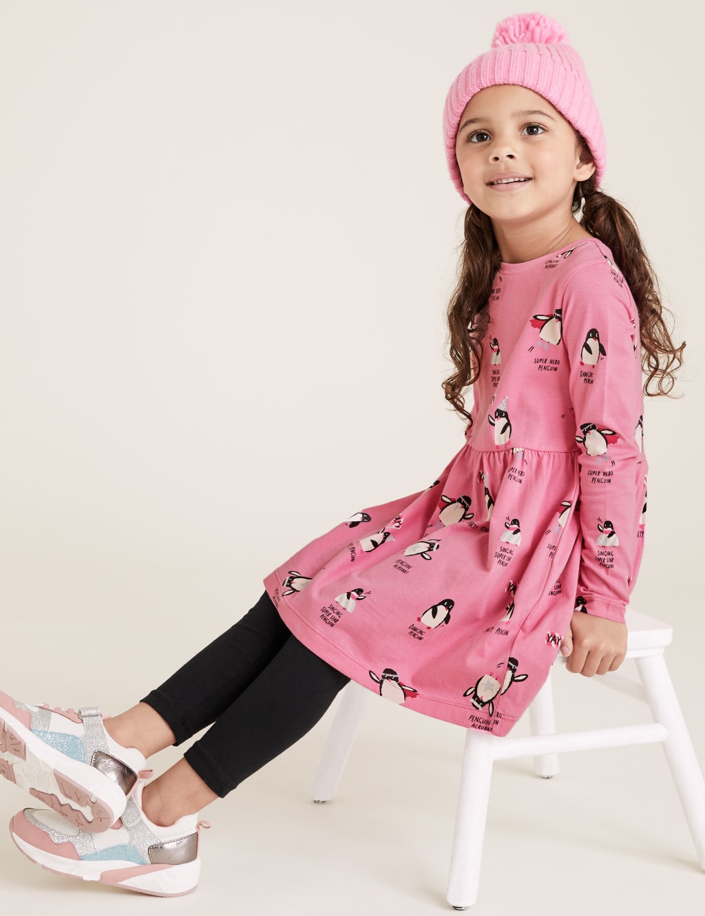 Pure Cotton Penguin Print Dress (2-7 Yrs) 3 of 4