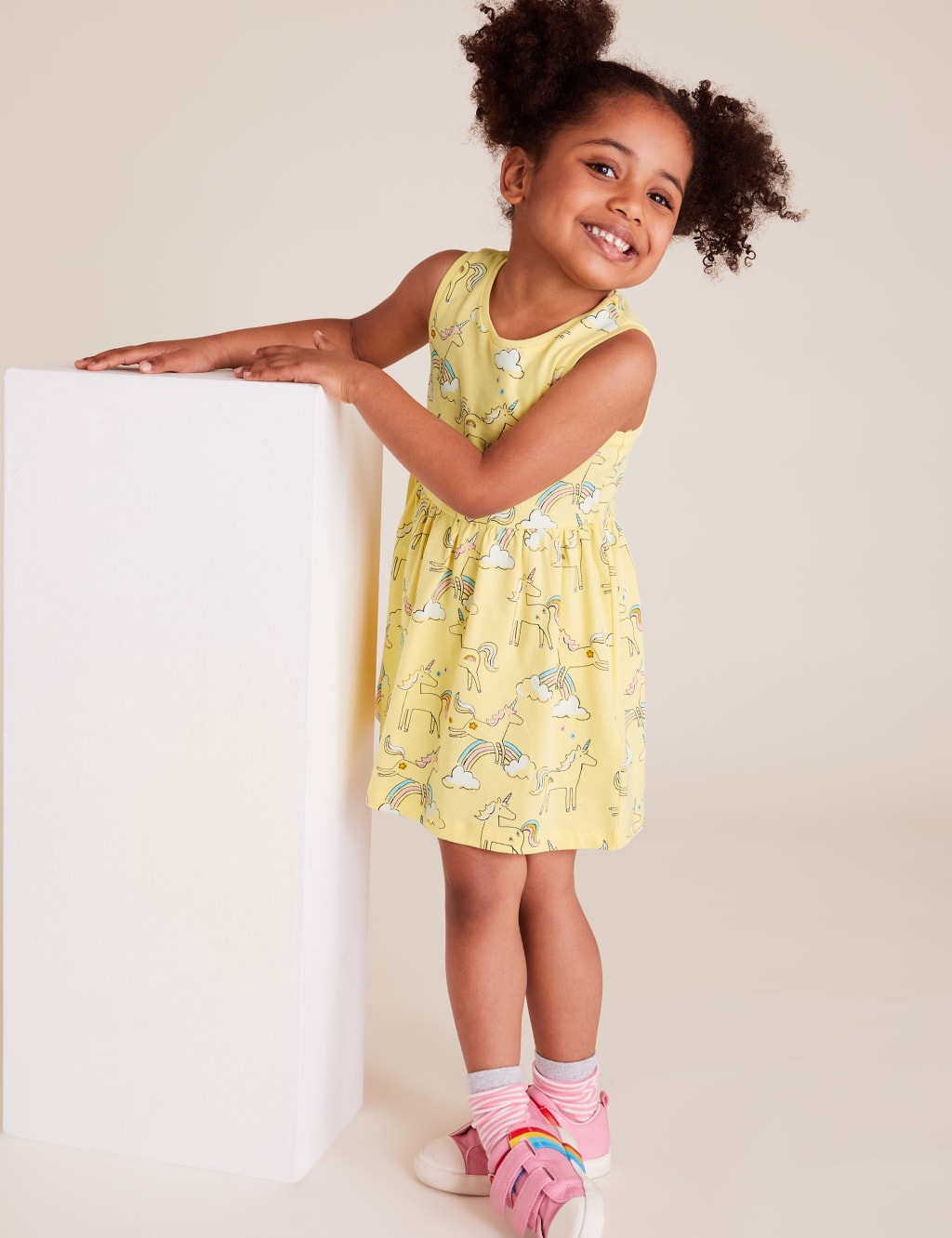 Pure Cotton Unicorn Print Dress 2 7 Yrs M S