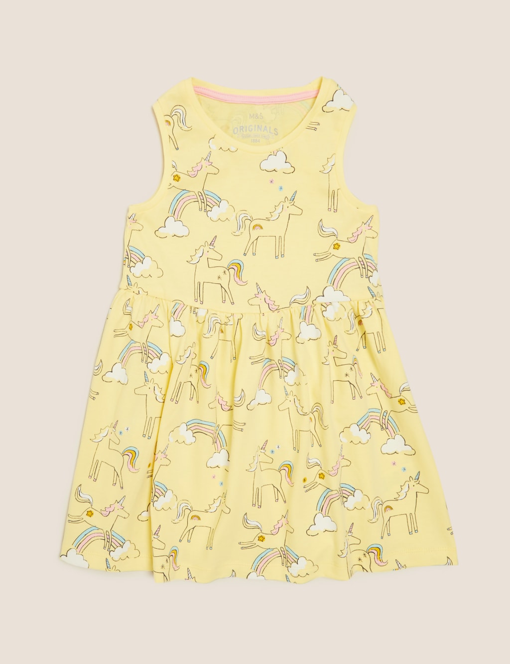 Pure Cotton Unicorn Print Dress 2 7 Yrs M S