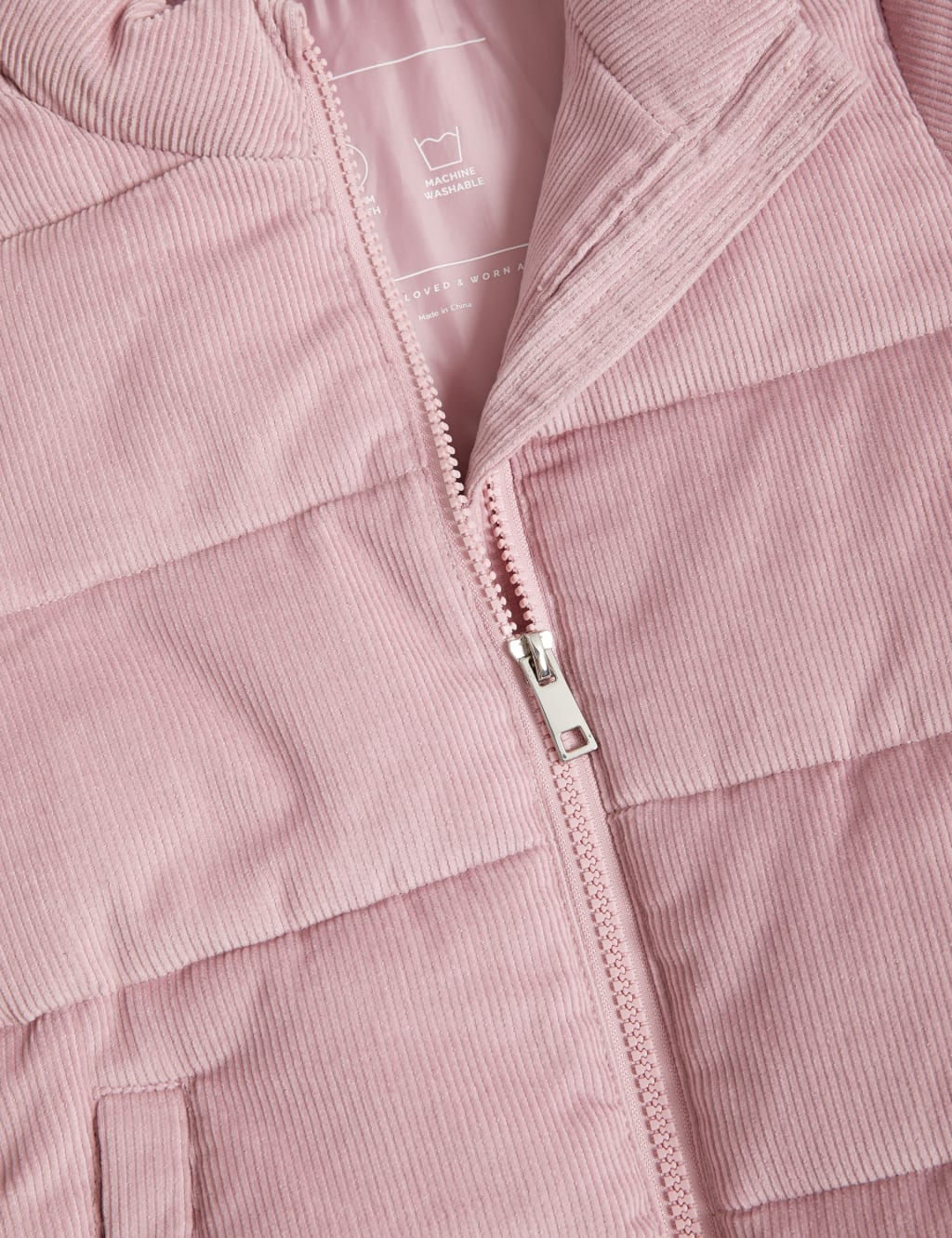 Pink corduroy puffer jacket shop