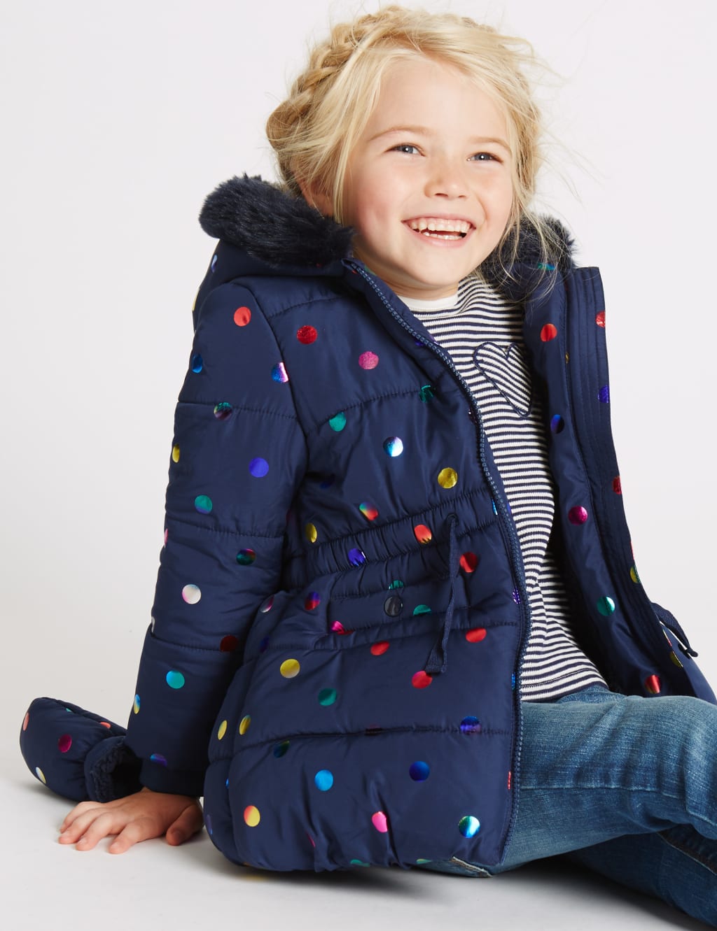Marks and spencer blue faux fur coat discount