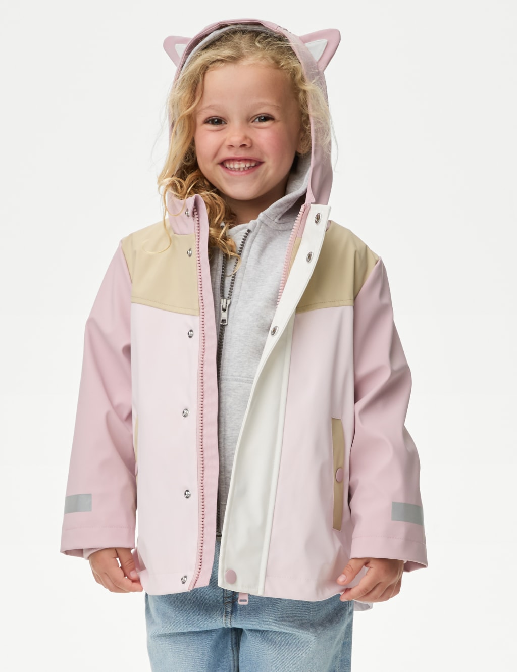Kitten Ear Colour Block Fisherman Coat 2 8 Yrs M S Collection M S