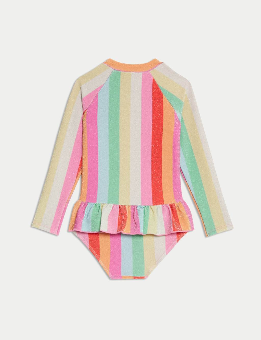 Striped Long Sleeve Frill Swim Suit (2-8 Yrs) 2 of 3