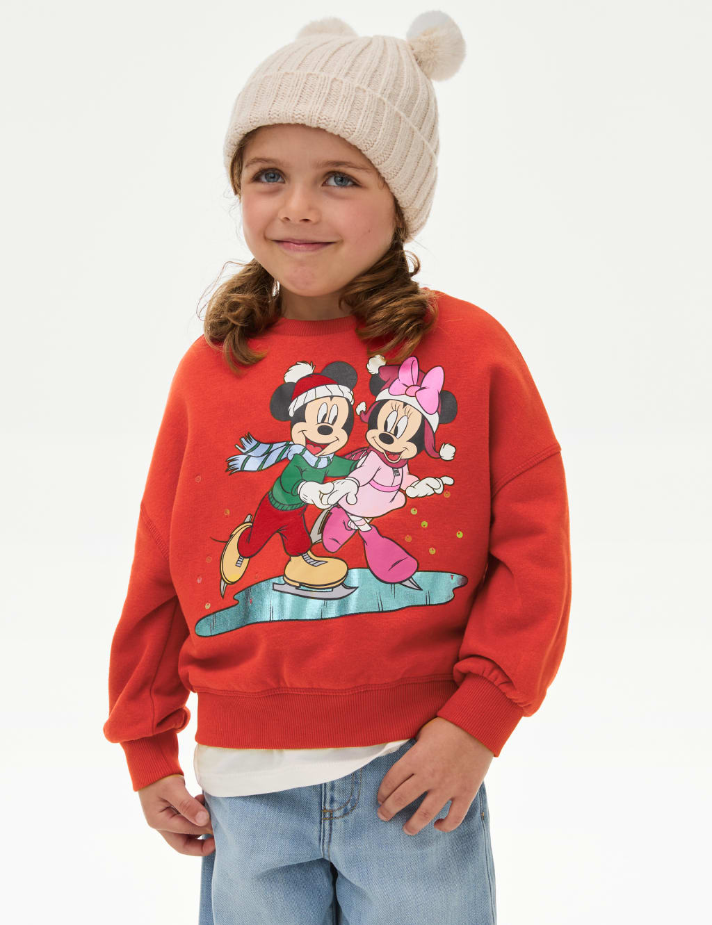 Cotton Rich Minnie Mickey Mouse Christmas Sweatshirt 2 8 Yrs