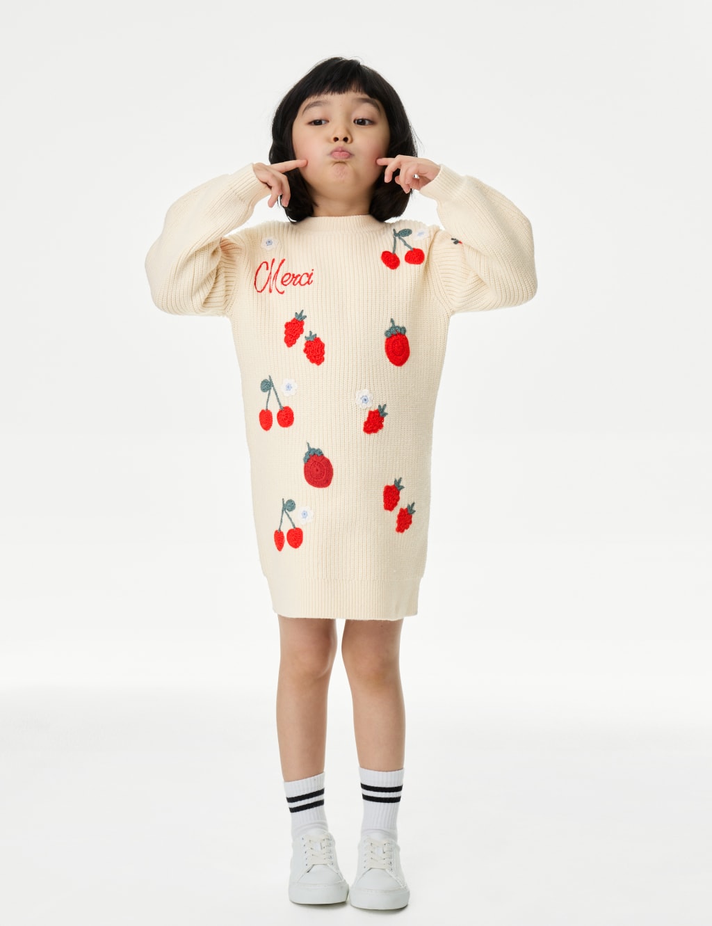 Cotton Blend Fruit Knitted Dress (2-8 Yrs) 3 of 5
