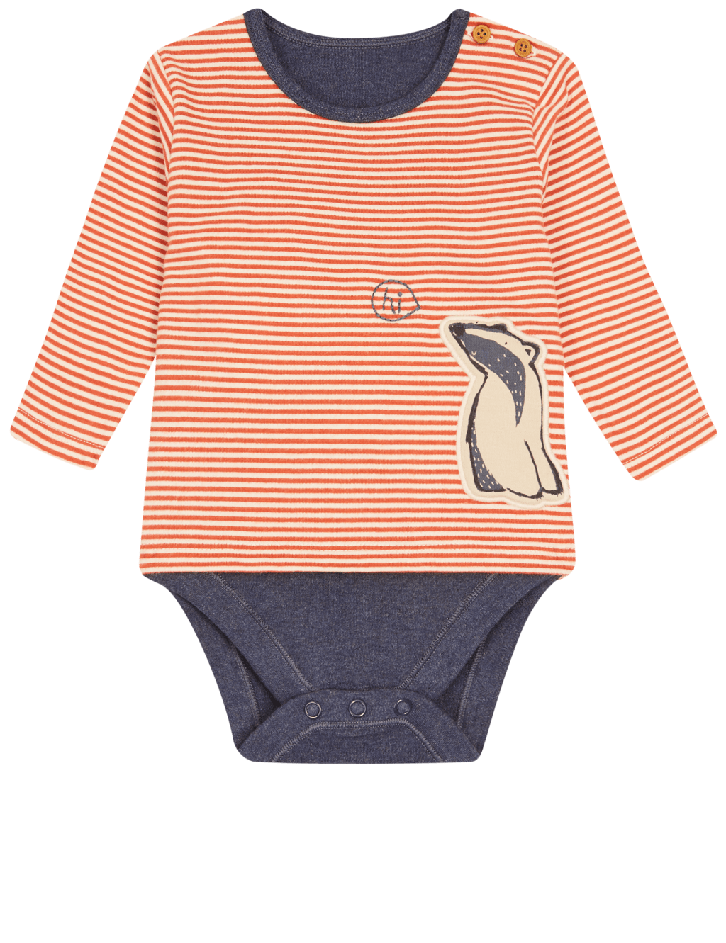 Striped Badger Print Pure Cotton Bodysuit 5 of 6