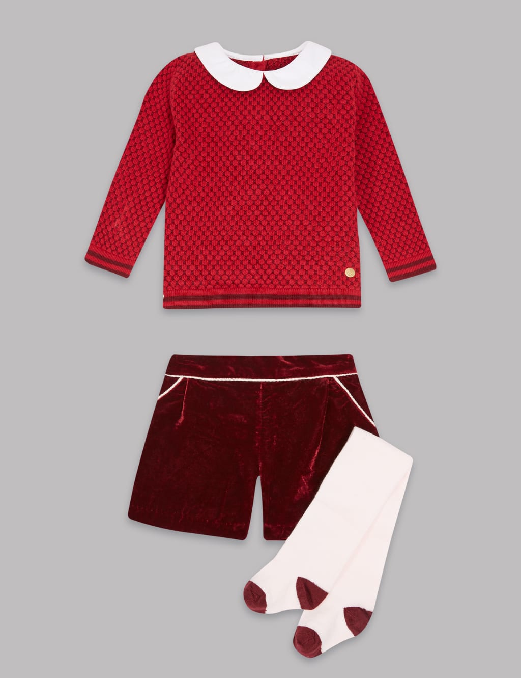 3 Piece Jumper & Shorts Outfit with Tights 1 of 8
