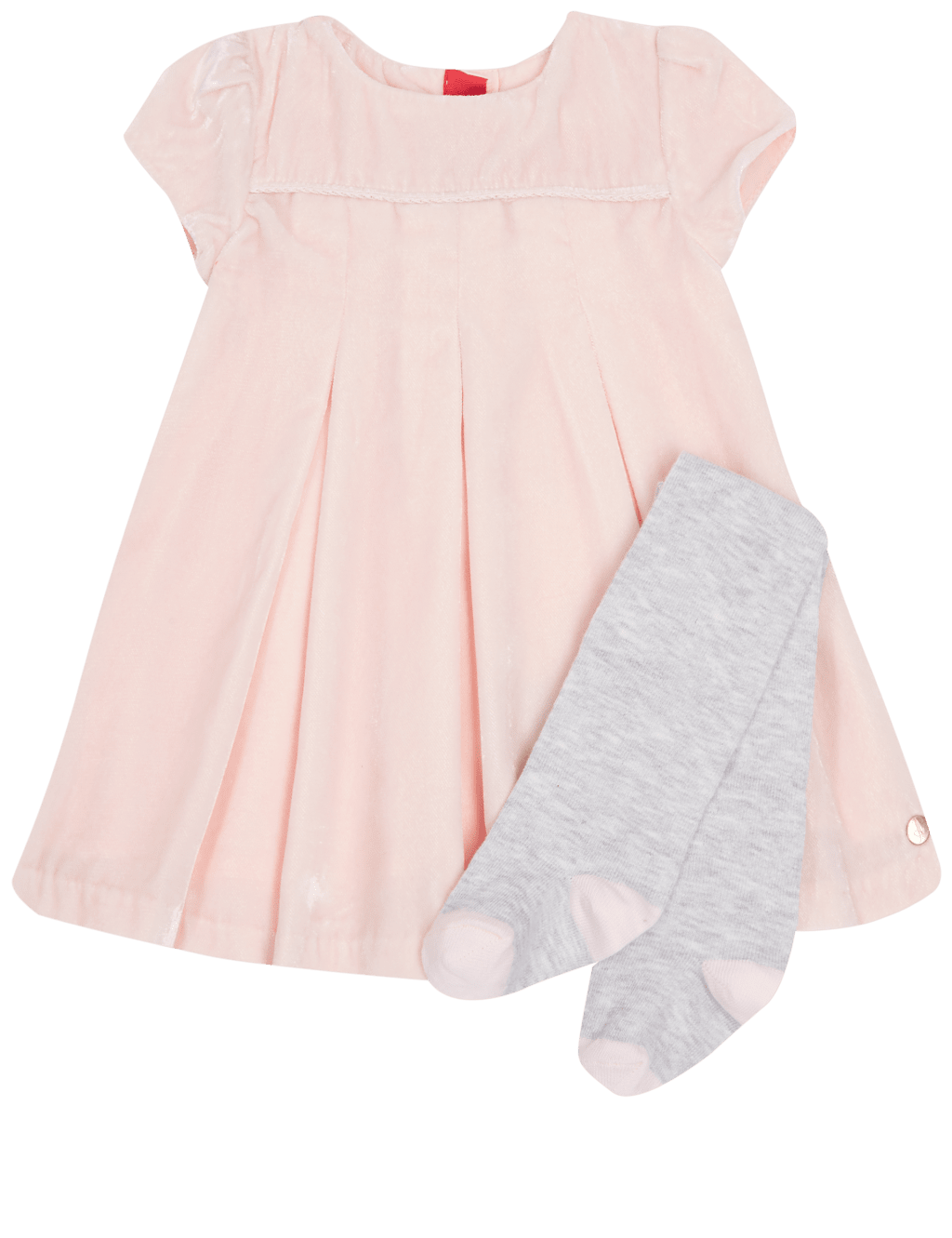Short Sleeve Velvet Dress with Tights 6 of 7