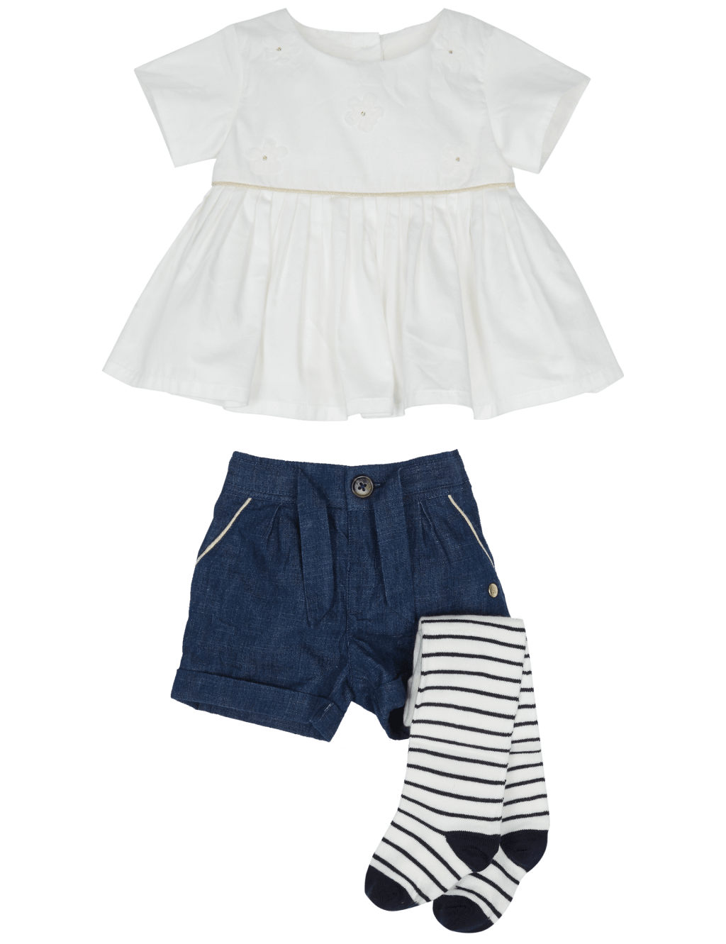 3 Piece Woven Top and Shorts with Tights 7 of 7