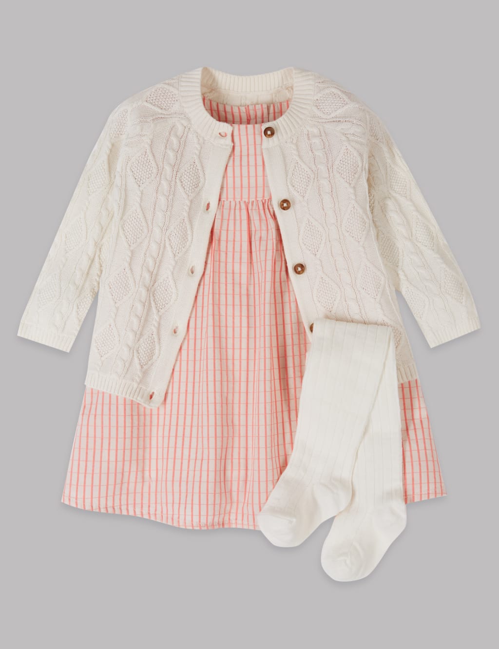 3 Piece Cardigan & Dress with Tights Outfit 1 of 8