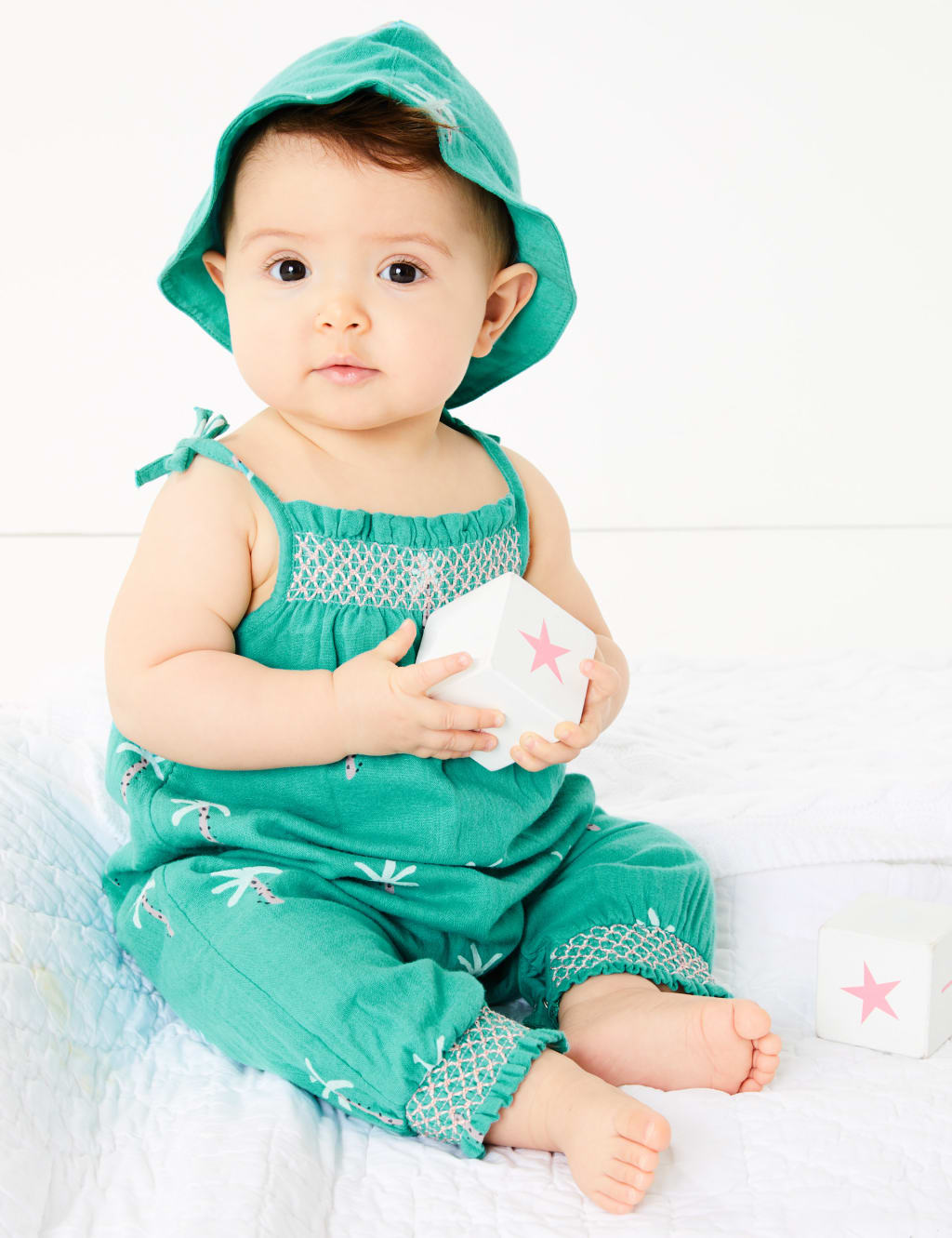 2 Piece Pure Cotton Palm Tree Romper Outfit 0 3 Yrs M S