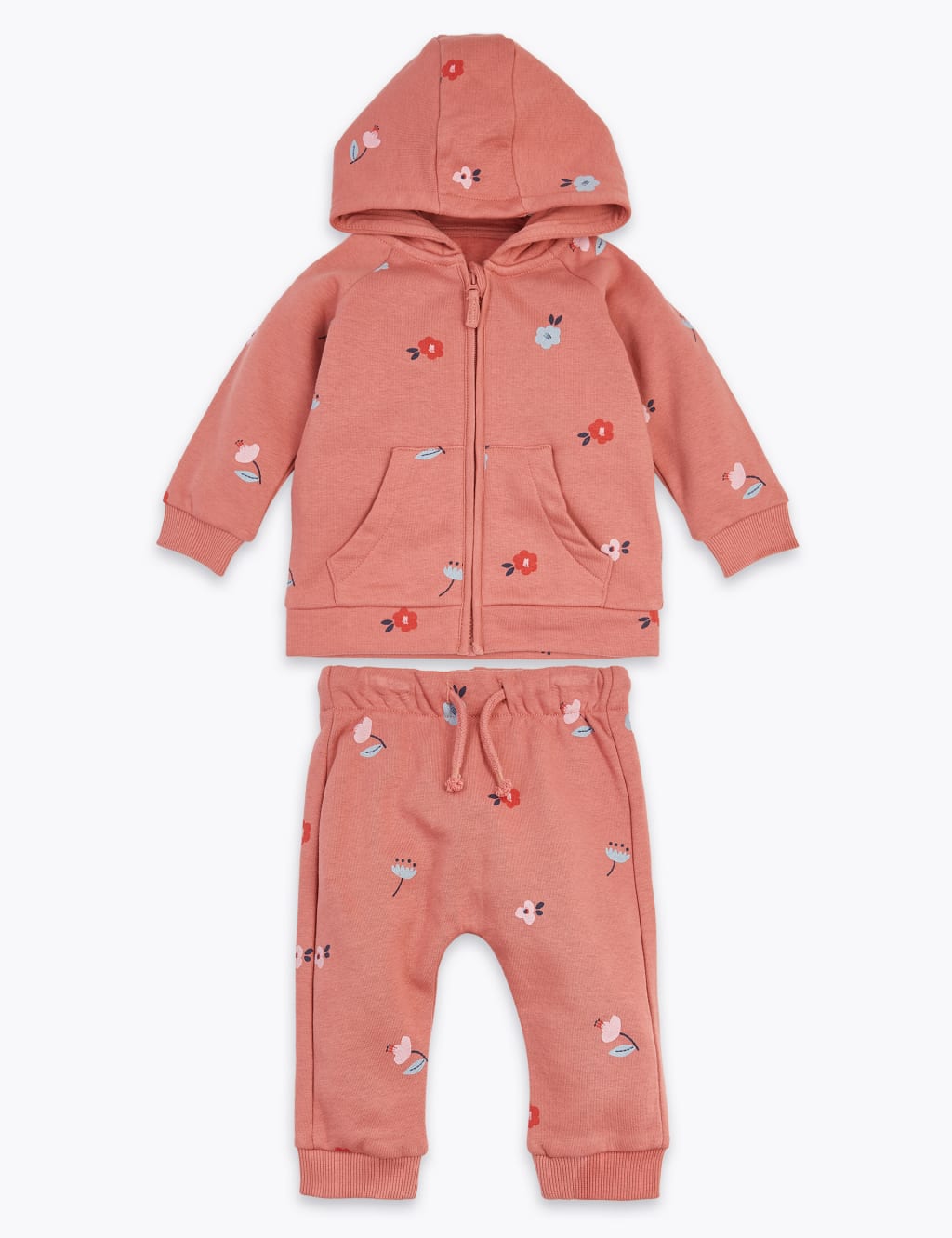 2 Piece Cotton Floral Tracksuit (0-3 Years) 1 of 5