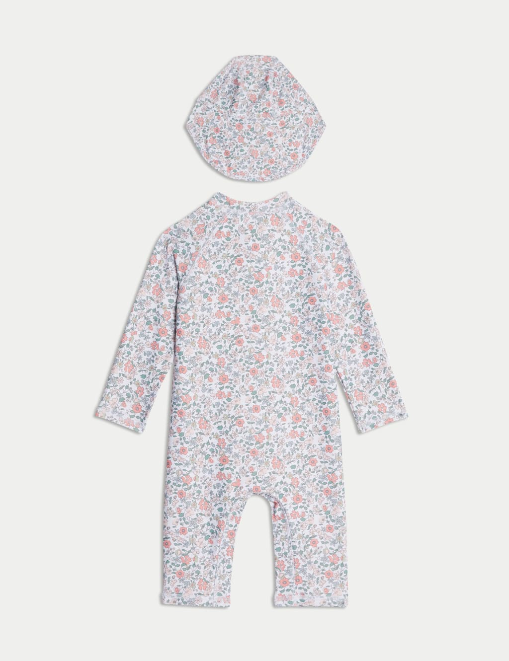 2pc Floral Zip All In One Swimsuit & Hat (0-3 Yrs) 2 of 4
