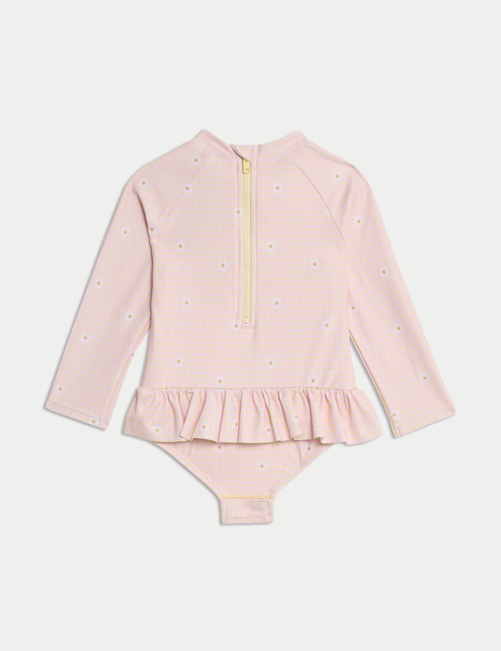 Gingham Floral Frill Long Sleeve Swimsuit (0-3 Yrs) 2 of 3