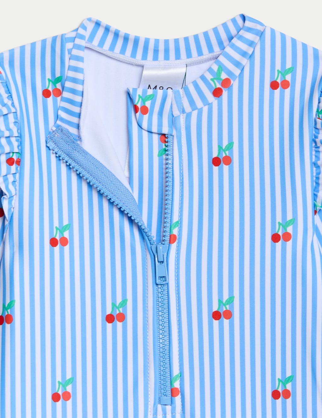 Cherry Stripe Frill Long Sleeve Swimsuit (0-3 Yrs) 3 of 3