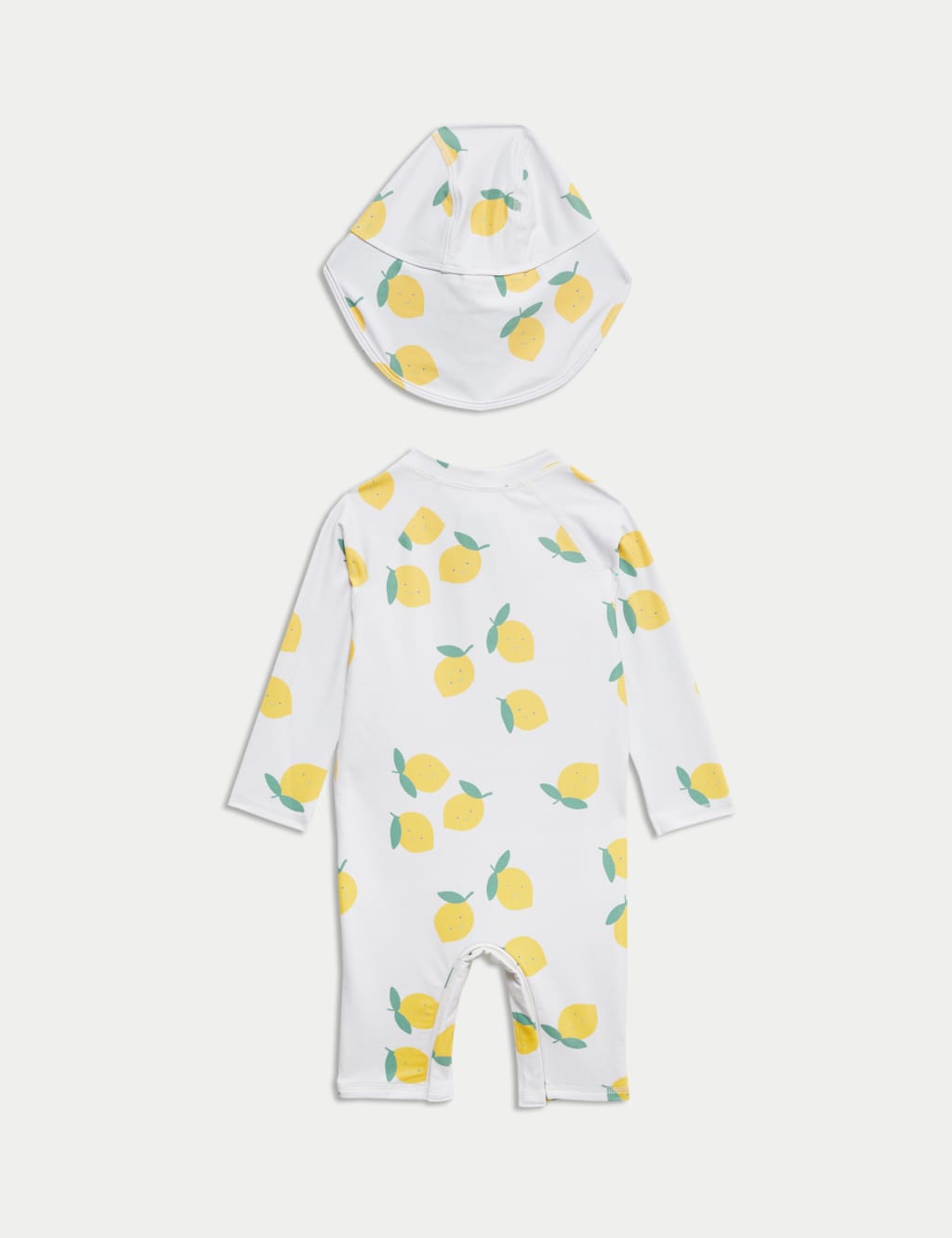 2pc Sunsafe Lemon Print Swimsuit & Hat Set (0-3 Yrs) 2 of 3