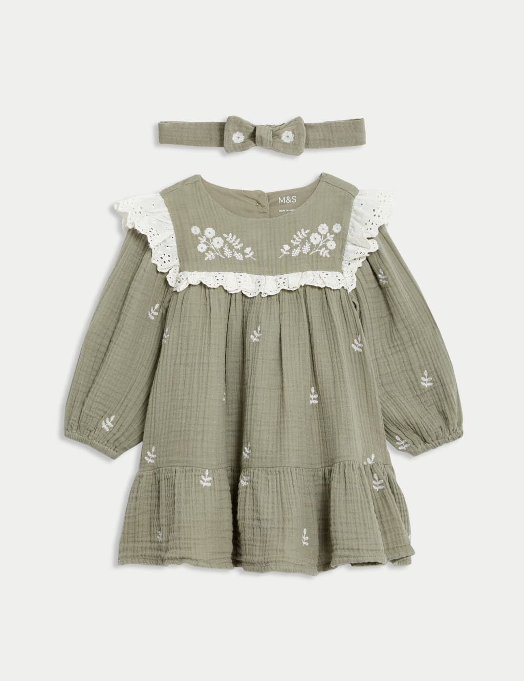 2pc Pure Cotton Floral Dress Set 0 3 Yrs