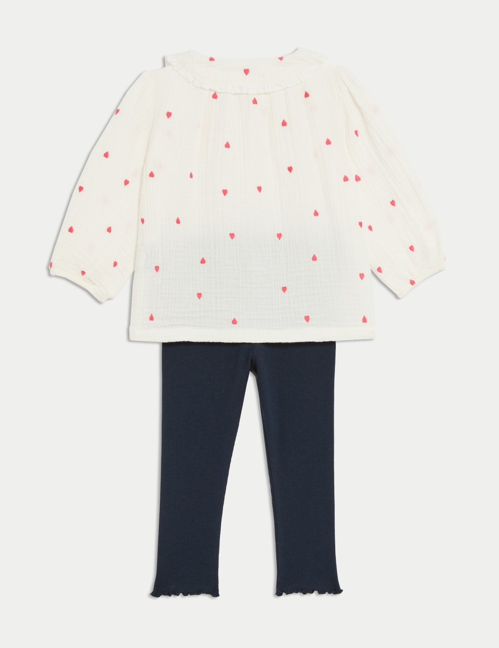 2pc Cotton Rich Heart Embroidered Outfit (0-3 Yrs) 2 of 6