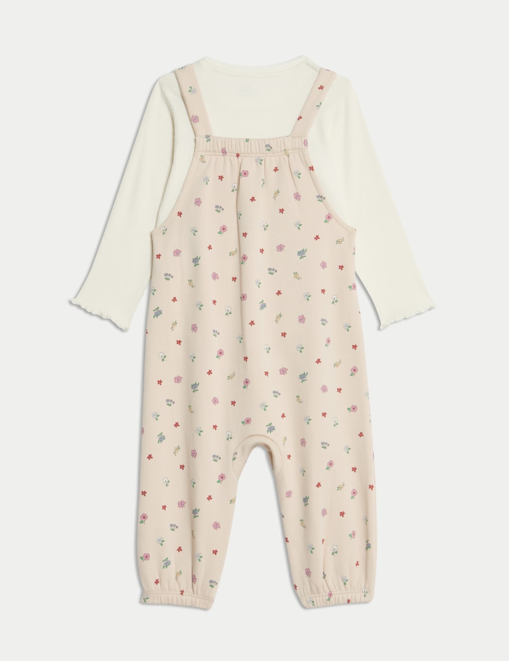 2pc Cotton Rich Jersey Ditsy Dungarees Outfit (0-3 Yrs) 2 of 6