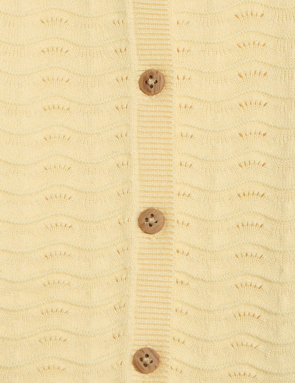 Pure Cotton Pointelle Cardigan (0-3 Yrs) 3 of 3