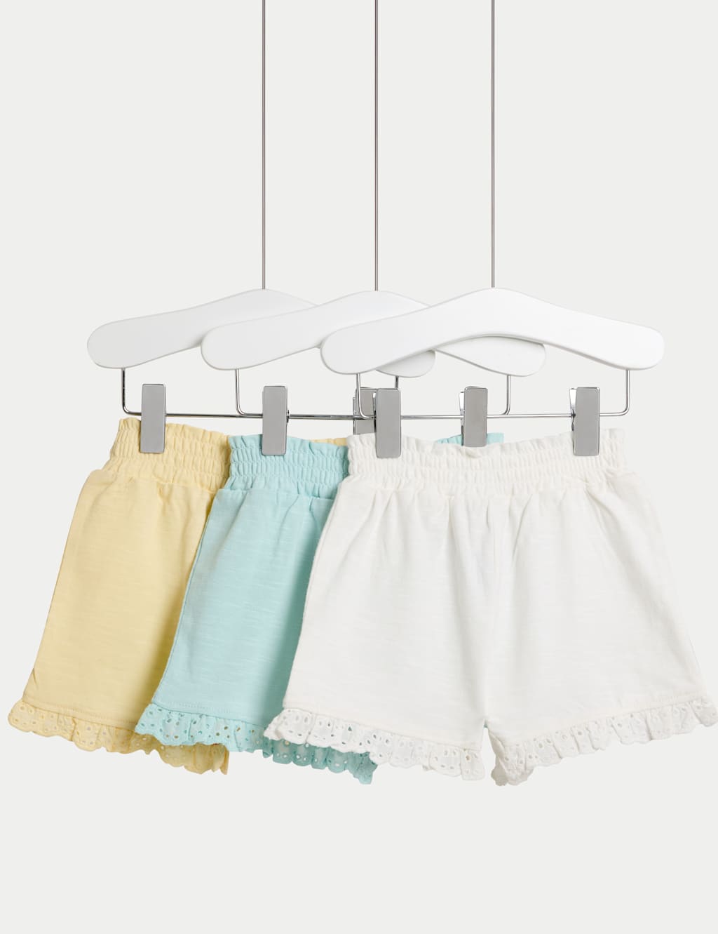 3pk Pure Cotton Broderie Trim Shorts (0-3 Yrs) 1 of 1