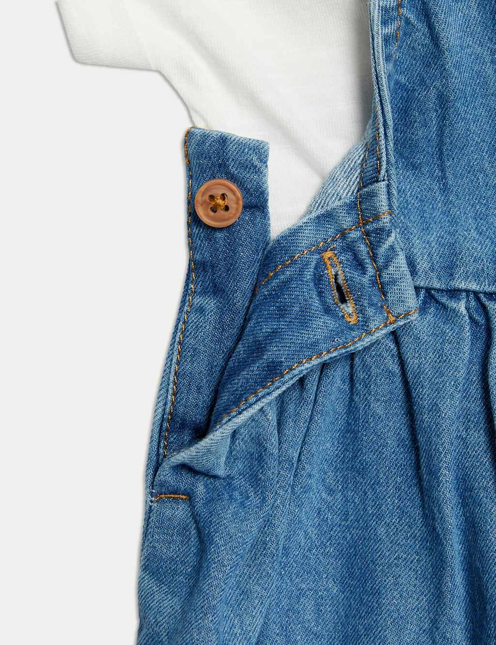 2pc Pure Cotton Denim Pinafore Outfit (0-3 Yrs) 6 of 6